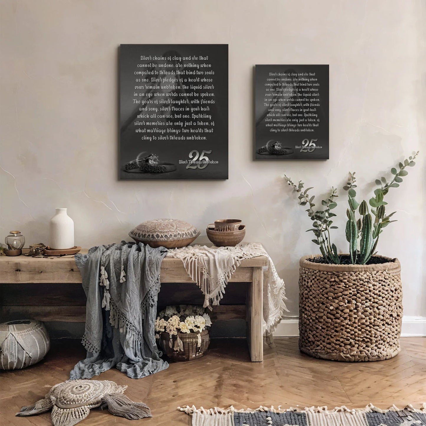 25Th Anniversary Canvas Frame, 25Th Wedding Anniversary Present, 25Th Anniversary Keepsake for Couple, Ready to Hang for Living Room Home Wall Décor 16X20