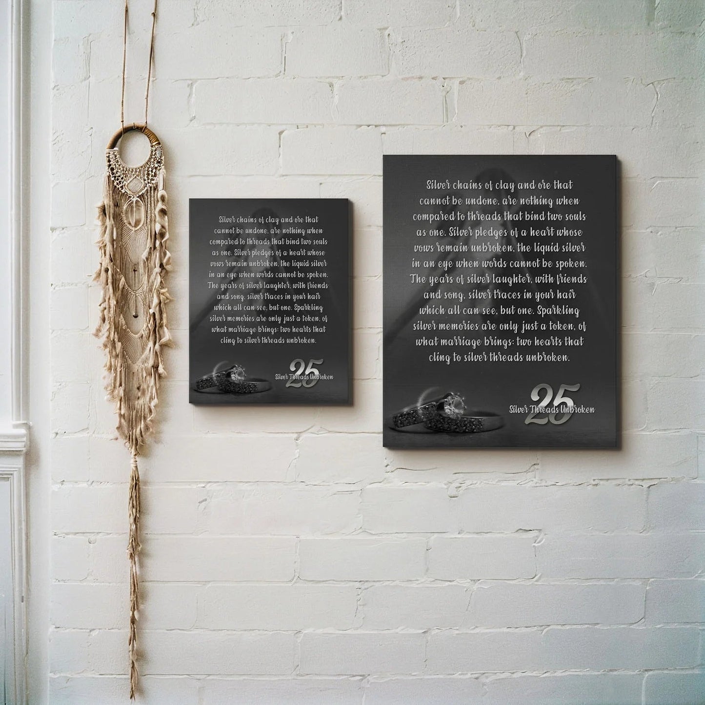 25Th Anniversary Canvas Frame, 25Th Wedding Anniversary Present, 25Th Anniversary Keepsake for Couple, Ready to Hang for Living Room Home Wall Décor 16X20