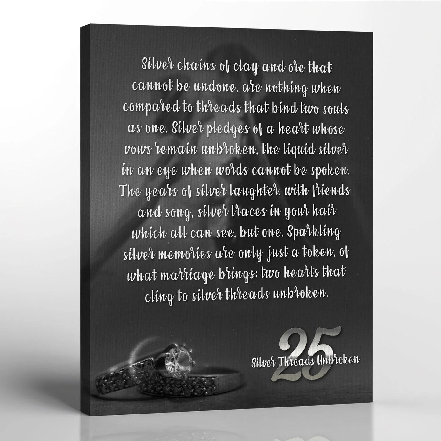 25Th Anniversary Canvas Frame, 25Th Wedding Anniversary Present, 25Th Anniversary Keepsake for Couple, Ready to Hang for Living Room Home Wall Décor 16X20