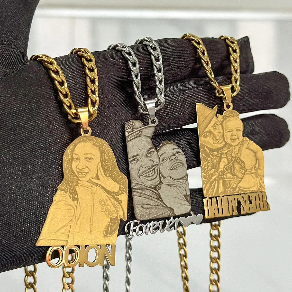 Custom Engraved Photo Necklace
